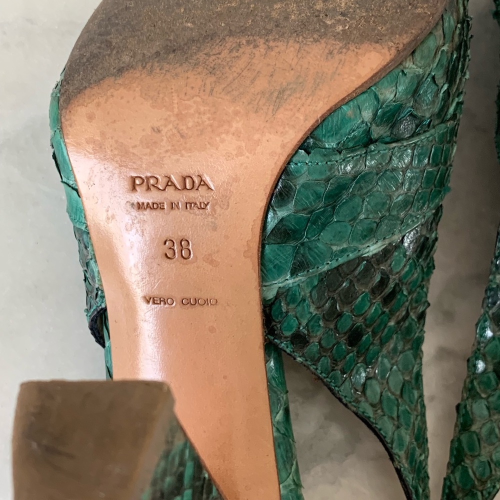 Prada Green Python Slingback Pump 38.5 - image 5